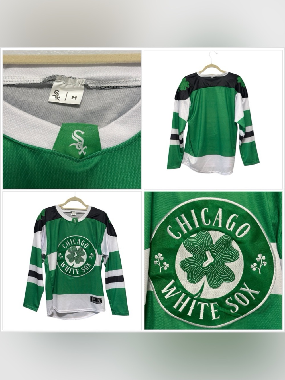 Irish Shamrock Chicago White Sox Baseball Medium Crew Hockey Style Game Day